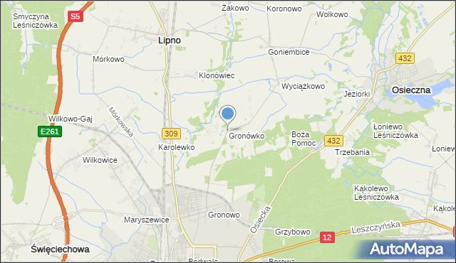 mapa Gronówko, Gronówko gmina Lipno na mapie Targeo