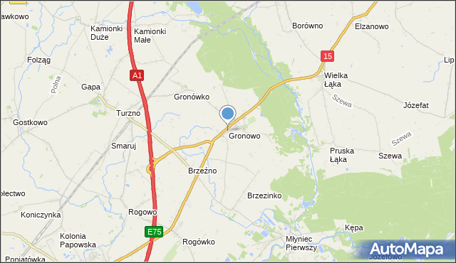 mapa Gronowo, Gronowo gmina Lubicz na mapie Targeo