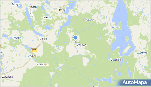 mapa Gronowo, Gronowo gmina Ostrowice na mapie Targeo