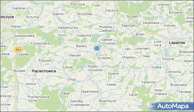 mapa Gruszów, Gruszów gmina Raciechowice na mapie Targeo
