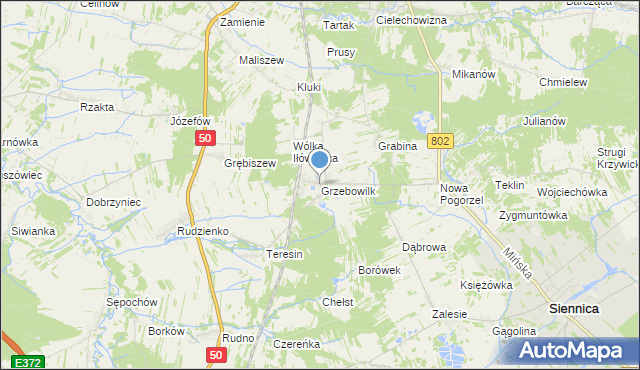 mapa Grzebowilk, Grzebowilk gmina Siennica na mapie Targeo