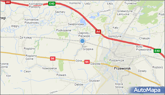 mapa Grzęska, Grzęska na mapie Targeo