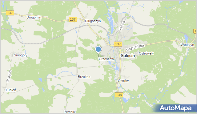 mapa Grzeszów, Grzeszów na mapie Targeo