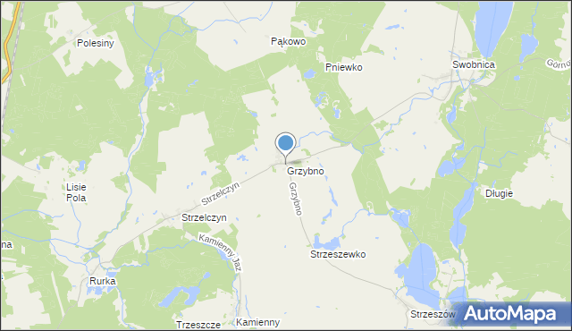 mapa Grzybno, Grzybno gmina Chojna na mapie Targeo