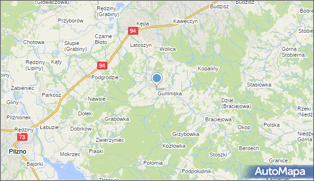 mapa Gumniska, Gumniska gmina Dębica na mapie Targeo