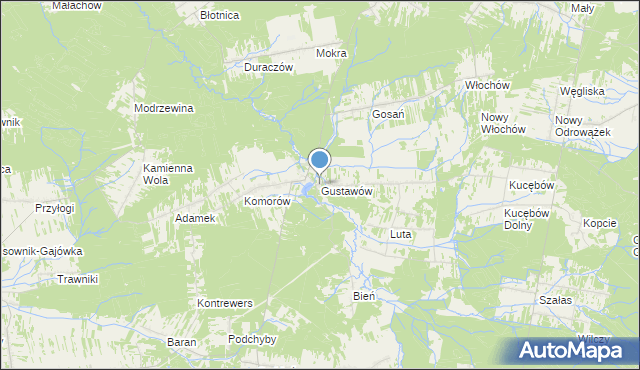 mapa Gustawów, Gustawów gmina Stąporków na mapie Targeo