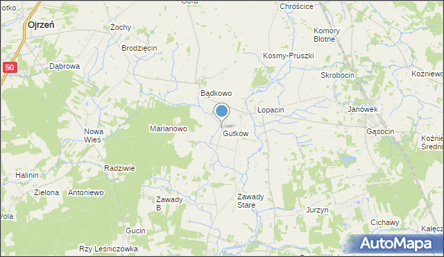 mapa Gutków, Gutków gmina Sońsk na mapie Targeo