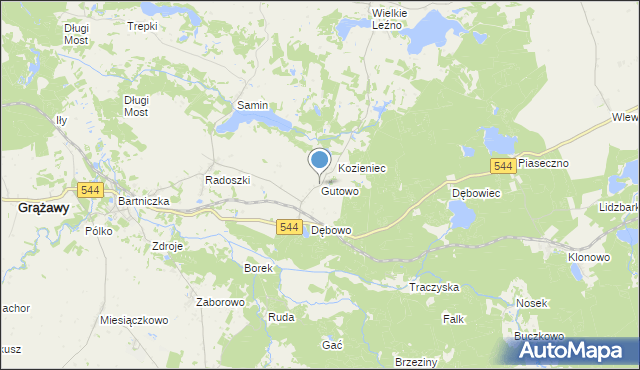 mapa Gutowo, Gutowo gmina Bartniczka na mapie Targeo