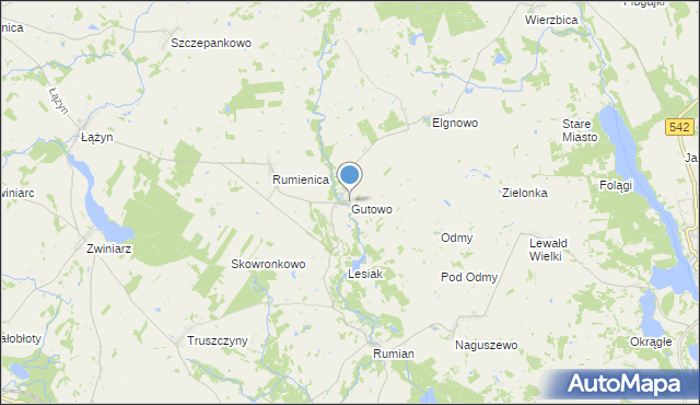 mapa Gutowo, Gutowo gmina Lubawa na mapie Targeo