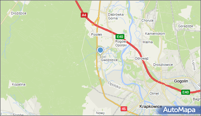 mapa Gwoździce, Gwoździce na mapie Targeo