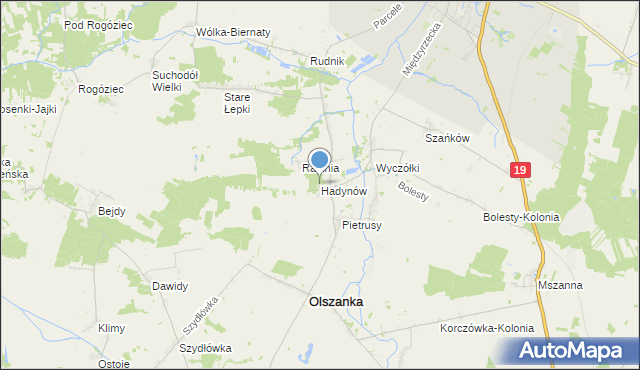 mapa Hadynów, Hadynów na mapie Targeo