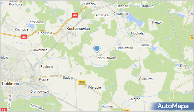 mapa Harbułtowice, Harbułtowice na mapie Targeo