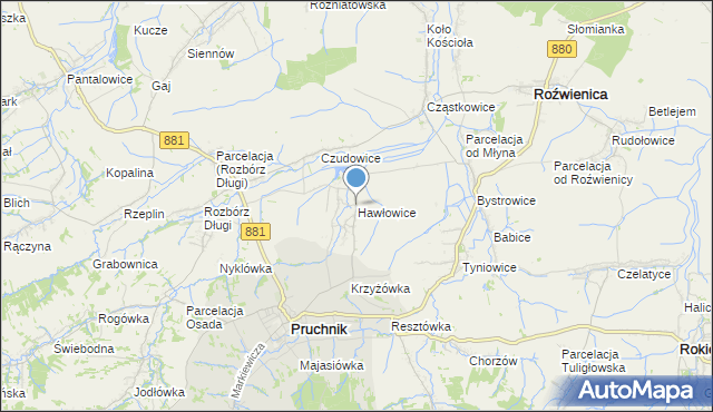 mapa Hawłowice, Hawłowice na mapie Targeo