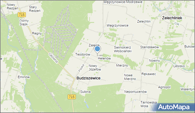 mapa Helenów, Helenów gmina Budziszewice na mapie Targeo