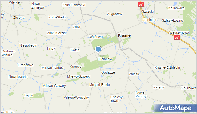 mapa Helenów, Helenów gmina Krasne na mapie Targeo