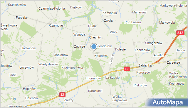 mapa Helenów, Helenów gmina Policzna na mapie Targeo