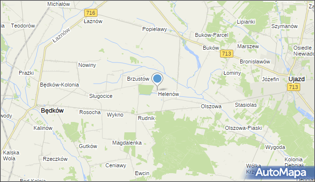 mapa Helenów, Helenów gmina Ujazd na mapie Targeo