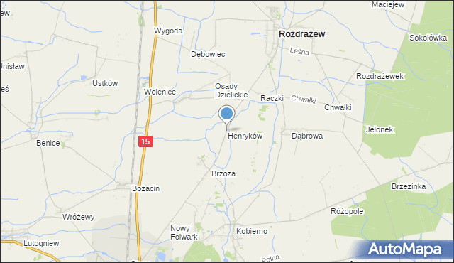 mapa Henryków, Henryków gmina Rozdrażew na mapie Targeo