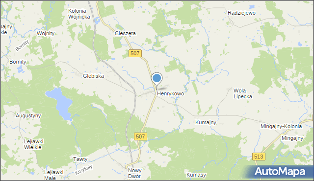 mapa Henrykowo, Henrykowo gmina Orneta na mapie Targeo