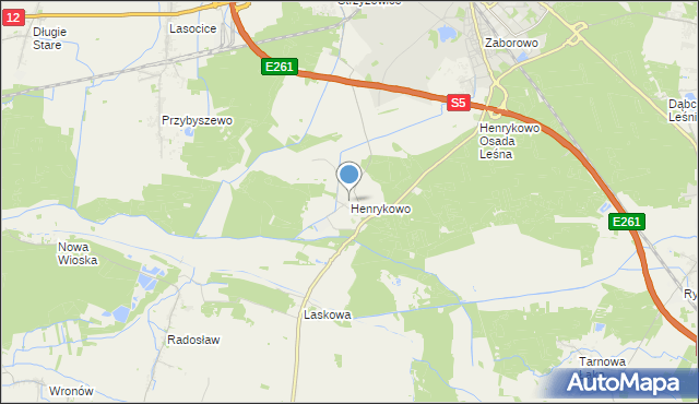 mapa Henrykowo, Henrykowo gmina Święciechowa na mapie Targeo