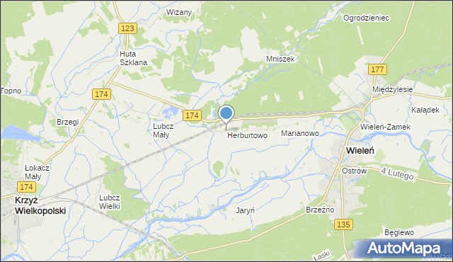 mapa Herburtowo, Herburtowo na mapie Targeo