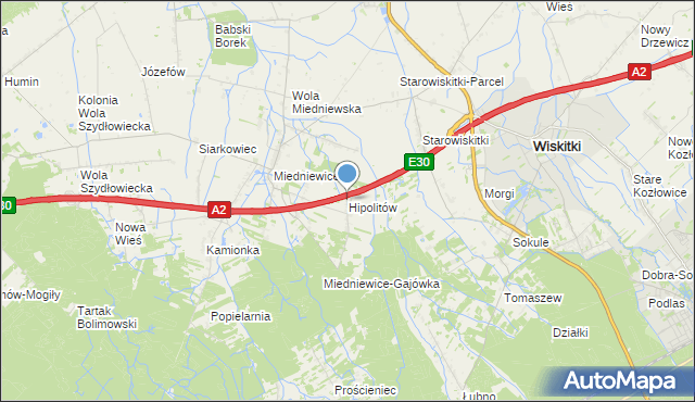 mapa Hipolitów, Hipolitów gmina Wiskitki na mapie Targeo