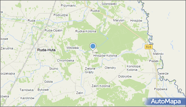 mapa Hniszów-Kolonia, Hniszów-Kolonia na mapie Targeo