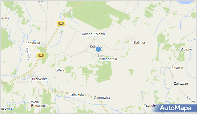 mapa Holendernia, Holendernia gmina Jabłoń na mapie Targeo