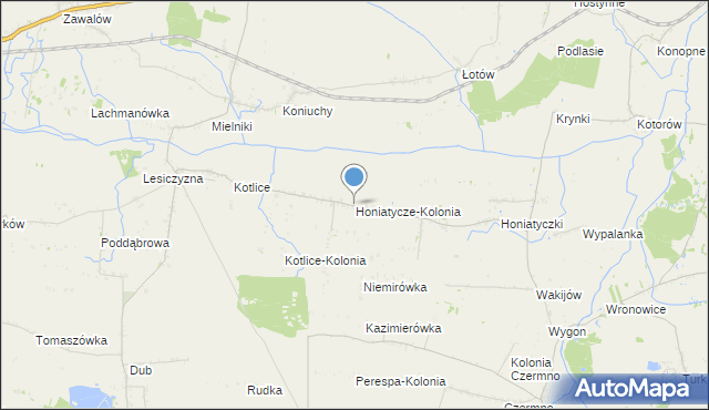 mapa Honiatycze-Kolonia, Honiatycze-Kolonia na mapie Targeo