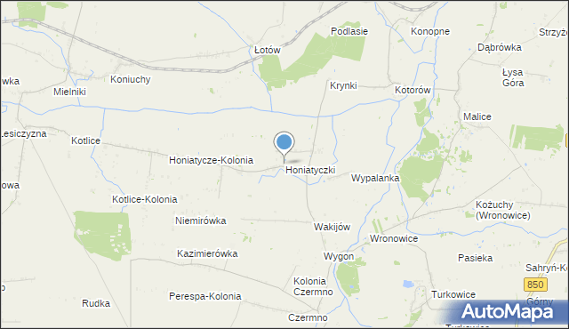 mapa Honiatyczki, Honiatyczki na mapie Targeo