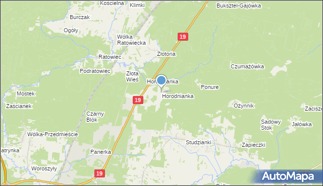 mapa Horodnianka, Horodnianka gmina Wasilków na mapie Targeo