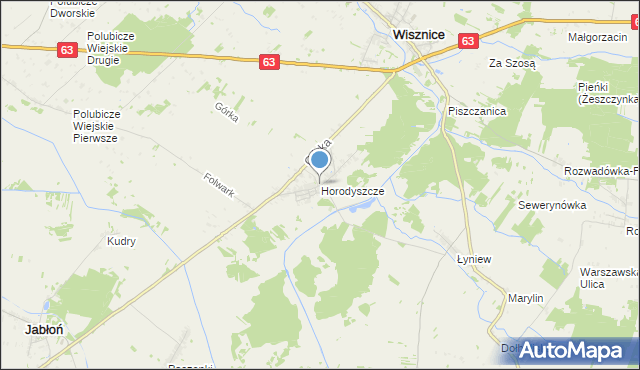 mapa Horodyszcze, Horodyszcze gmina Wisznice na mapie Targeo