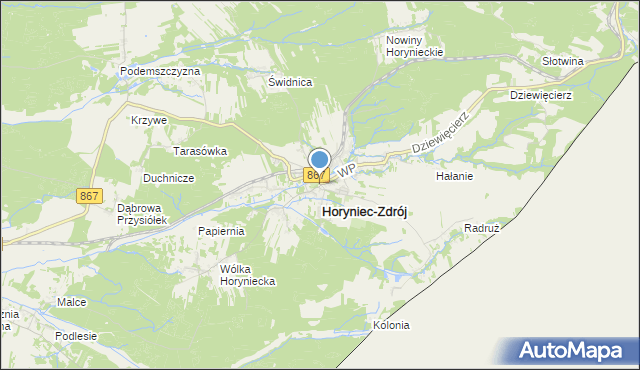 mapa Horyniec, Horyniec na mapie Targeo