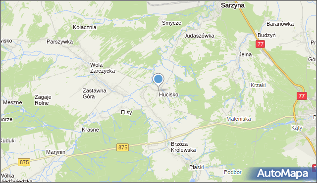 mapa Hucisko, Hucisko gmina Leżajsk na mapie Targeo