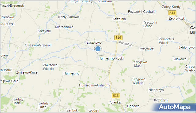 mapa Humięcino-Koski, Humięcino-Koski na mapie Targeo