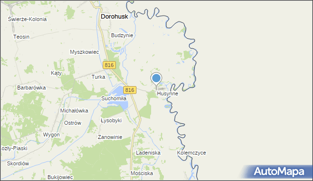 mapa Husynne, Husynne gmina Dorohusk na mapie Targeo