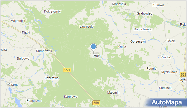 mapa Huta, Huta gmina Skępe na mapie Targeo