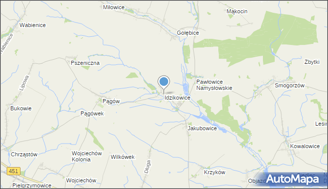 mapa Idzikowice, Idzikowice gmina Wilków na mapie Targeo