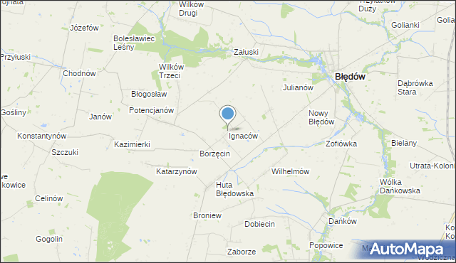 mapa Ignaców, Ignaców gmina Błędów na mapie Targeo