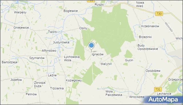 mapa Ignaców, Ignaców gmina Jasieniec na mapie Targeo