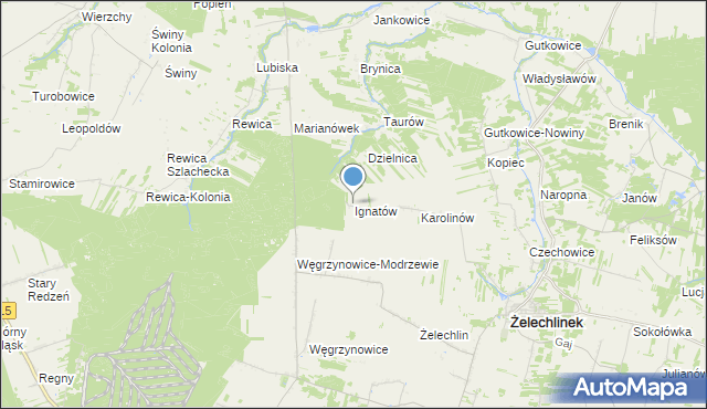 mapa Ignatów, Ignatów gmina Żelechlinek na mapie Targeo