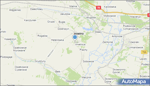 mapa Imielnica, Imielnica na mapie Targeo