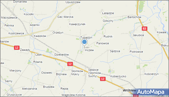 mapa Inczew, Inczew na mapie Targeo