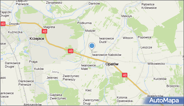 mapa Iwanowice-Naboków, Iwanowice-Naboków na mapie Targeo