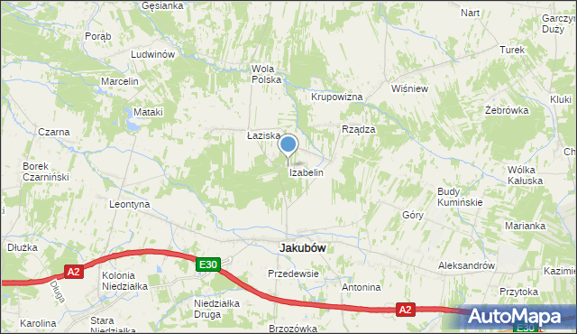 mapa Izabelin, Izabelin gmina Jakubów na mapie Targeo