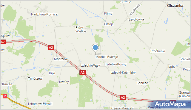 mapa Izdebki-Błażeje, Izdebki-Błażeje na mapie Targeo