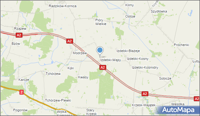 mapa Izdebki-Wąsy, Izdebki-Wąsy na mapie Targeo