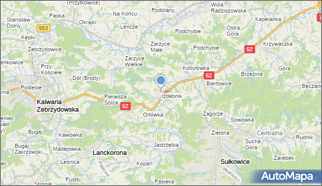 mapa Izdebnik, Izdebnik gmina Lanckorona na mapie Targeo