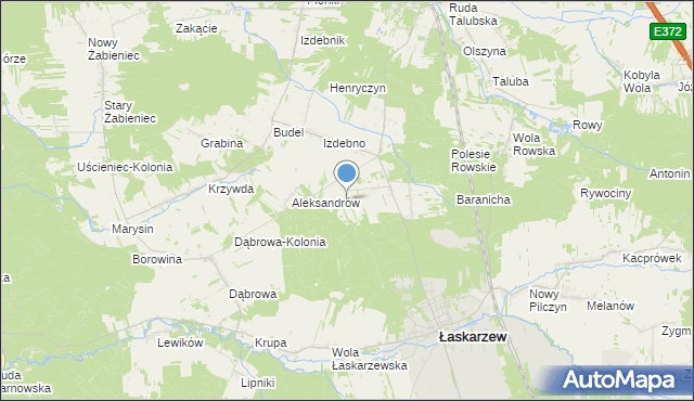 mapa Izdebno-Kolonia, Izdebno-Kolonia gmina Łaskarzew na mapie Targeo
