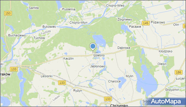 mapa Izdebno, Izdebno gmina Sieraków na mapie Targeo